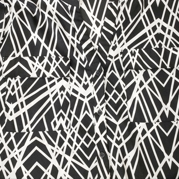 Calvin Klein Women XL Corpcore Button Down Flap Pocket Sleeve Tabs Top - Picture 4 of 6